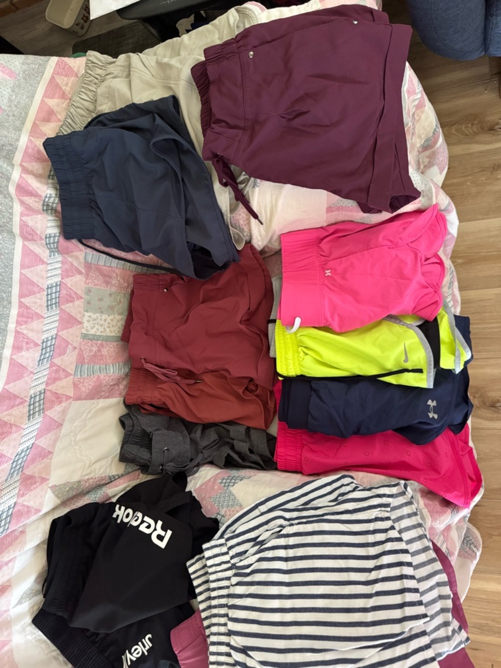 Assorted Athletic Shorts Bundle in Pink, Burgundy, Neon Yellow & Navy